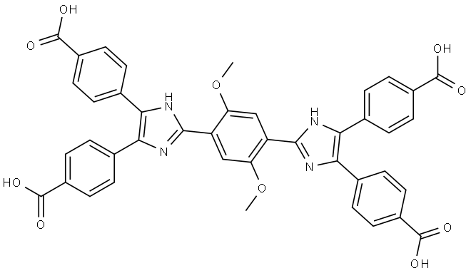 4,4',4'',4'''-((2,5-dimethoxy-1,4-phenylene)bis(1H-imidazole-2,4,5-triyl))tetrabenzoic acid 구조식 이미지