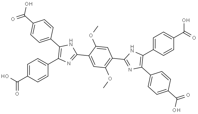 4,4',4'',4'''-((2,5-dimethoxy-1,4-phenylene)bis(1H-imidazole-2,4,5-triyl))tetrabenzoic acid Structure