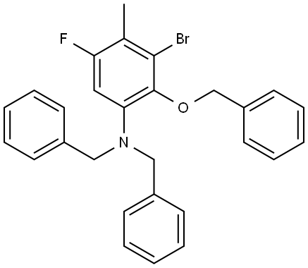 Benzenemethanamine, N-[3-bromo-5-fluoro-4-methyl-2-(phenylmethoxy)phenyl]-N-(phenylmethyl)- Structure