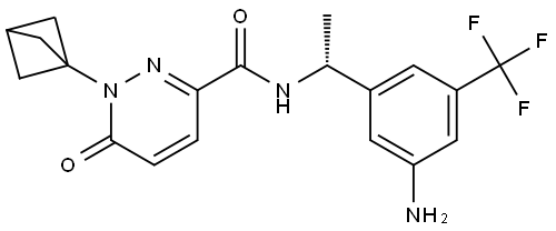 (R)-N-(1-(3-amino-5-(trifluoromethyl)phenyl)ethyl)-1-(bicyclo[1.1.1]pentan-1-yl)-6-oxo-1,6-dihydropyridazine-3-carboxamide Structure