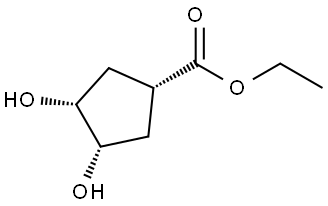 rel-(1r,3R,4S)-Ethyl 3,4-dihydroxycyclopentanecarboxylate Structure