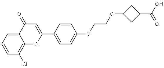 Cyclobutanecarboxylic acid, 3-[2-[4-(8-chloro-4-oxo-4H-1-benzopyran-2-yl)phenoxy]ethoxy]- Structure