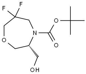 1,4-Oxazepine-4(5H)-carboxylic acid, 6,6-difluorotetrahydro-3-(hydroxymethyl)-, 1,1-dimethylethyl ester, (3R)- Structure