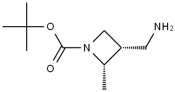 1-Azetidinecarboxylic acid, 3-(aminomethyl)-2-methyl-, 1,1-dimethylethyl ester, (2R,3R)-rel Structure