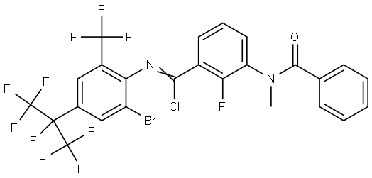 Benzenecarboximidoyl chloride, 3-(benzoylmethylamino)-N-[2-bromo-4-[1,2,2,2-tetrafluoro-1-(trifluoromethyl)ethyl]-6-(trifluoromethyl)phenyl]-2-fluoro- Structure