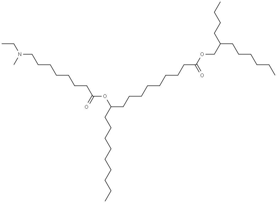 2-butyloctyl 10-((8-(ethyl(methyl)amino)octanoyl)oxy)nonadecanoate Structure