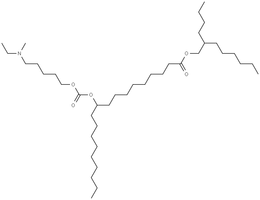 2-butyloctyl 10-((((5-(ethyl(methyl)amino)pentyl)oxy)carbonyl)oxy)nonadecanoate Structure