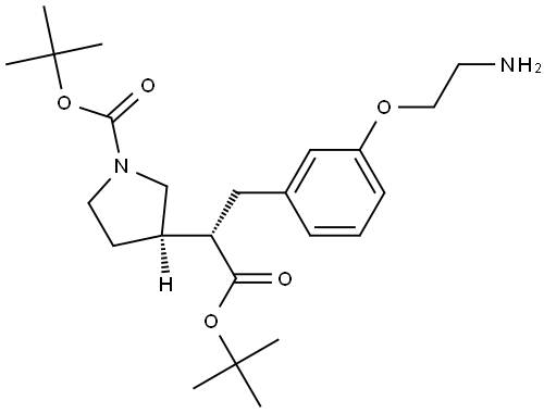 3-Pyrrolidineacetic acid, α-[[3-(2-aminoethoxy)phenyl]methyl]-1-[(1,1-dimethylethoxy)carbonyl]-, 1,1-dimethylethyl ester, (αS,3R)- Structure