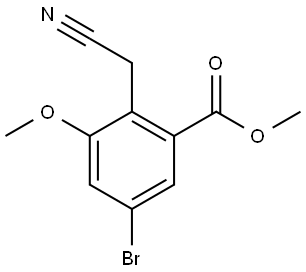 Benzoic acid, 5-bromo-2-(cyanomethyl)-3-methoxy-, methyl ester Structure