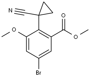 Benzoic acid, 5-bromo-2-(1-cyanocyclopropyl)-3-methoxy-, methyl ester Structure