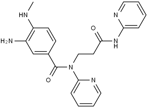 Benzamide, 3-amino-4-(methylamino)-N-[3-oxo-3-(2-pyridinylamino)propyl]-N-2-pyridinyl- Structure