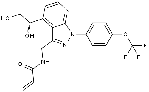 N-({4-[(1S)-1,2-dihydroxyethyl]-1-[4-(trifluoromethoxy)phenyl]-1H-pyrazolo[3,4-b]pyridin-3-yl}methyl)prop-2-enamide 구조식 이미지