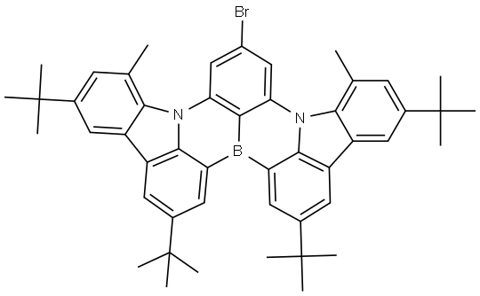 Indolo[3,2,1-de]indolo[1′,2′,3′:1,8][1,4]benzazaborino[2,3,4-kl]phenazaborine, 10-bromo-2,5,15,18-tetrakis(1,1-dimethylethyl)-7,13-dimethyl- Structure