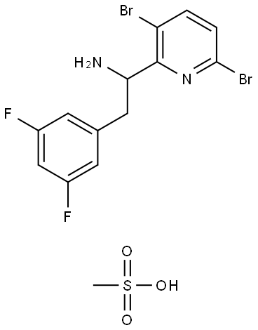 1-(3,6-Dibromopyridin-2-yl)-2-(3,5-difluorophenyl)ethan-1-amine methanesulfonic acid Structure