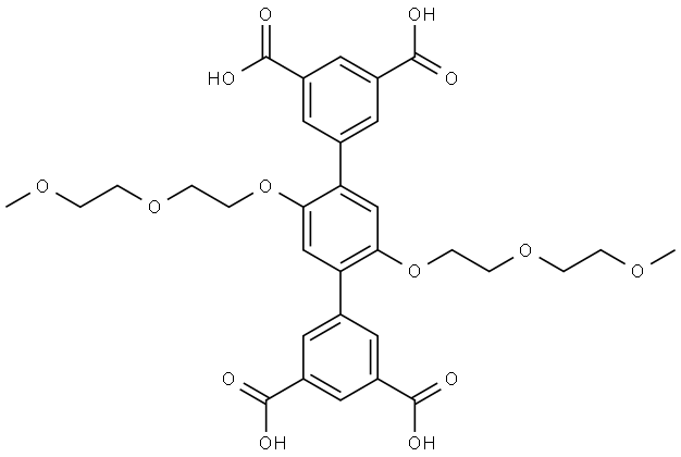 2',5'-bis(2-(2-methoxyethoxy)ethoxy)-[1,1':4',1''-terphenyl]-3,3'',5,5''-tetracarboxylic acid Structure