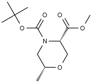 O4-tert-butyl O3-methyl (3S,6R)-6-methylmorpholine-3,4-dicarboxylate 구조식 이미지