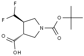 (3R,4R)-1-(tert-butoxycarbonyl)-4-(difluoromethyl)pyrrolidine-3-carboxylic acid Structure