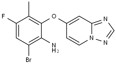 6-bromo-4-fluoro-3-methyl-2-([1,2,4]triazolo[1,5-a]pyridin-7-yloxy)aniline Structure