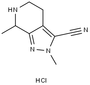 2,7-Dimethyl-4,5,6,7-tetrahydro-2H-pyrazolo[3,4-c]pyridine-3-carbonitrile (hydrochloride) Structure