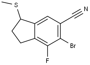 6-bromo-7-fluoro-3-(methylthio)-2,3-dihydro-1H-indene-5-carbonitrile Structure