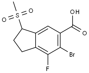 6-bromo-7-fluoro-3-(methylsulfonyl)-2,3-dihydro-1H-indene-5-carboxylic acid Structure