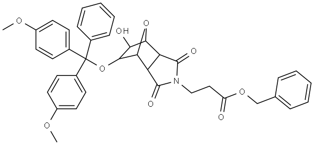 benzyl 3-(5-(bis(4-methoxyphenyl)(phenyl)methoxy)-6-hydroxy-1,3-dioxohexahydro-1H-4,7-epoxyisoindol-2(3H)-yl)propanoate 구조식 이미지