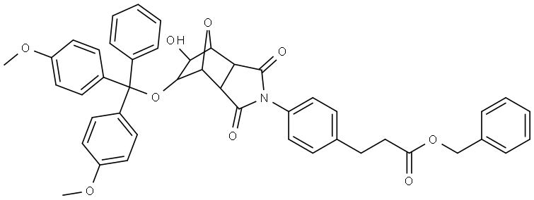 benzyl 3-(4-(5-(bis(4-methoxyphenyl)(phenyl)methoxy)-6-hydroxy-1,3-dioxohexahydro-1H-4,7-epoxyisoindol-2(3H)-yl)phenyl)propanoate Structure