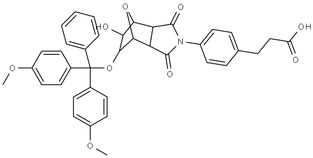 3-(4-(5-(bis(4-methoxyphenyl)(phenyl)methoxy)-6-hydroxy-1,3-dioxohexahydro-1H-4,7-epoxyisoindol-2(3H)-yl)phenyl)propanoic acid Structure