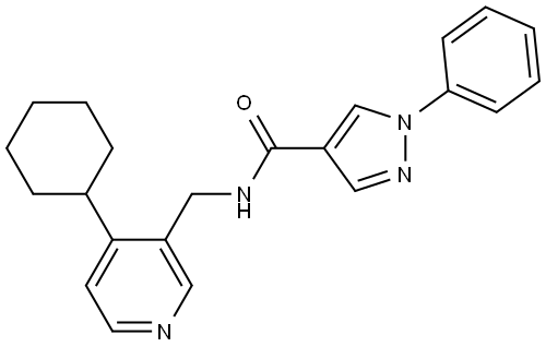 1H-Pyrazole-4-carboxamide, N-[(4-cyclohexyl-3-pyridinyl)methyl]-1-phenyl- Structure