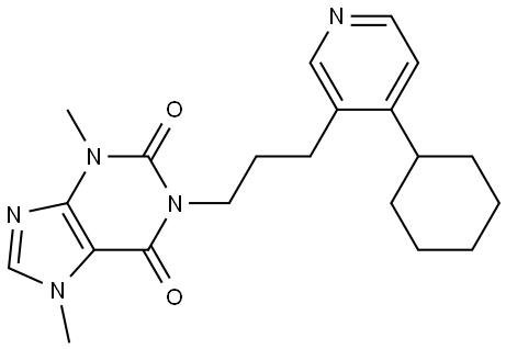 1H-Purine-2,6-dione, 1-[3-(4-cyclohexyl-3-pyridinyl)propyl]-3,7-dihydro-3,7-dimethyl- Structure