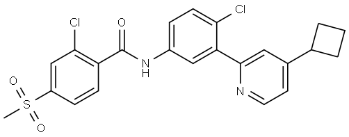 Benzamide, 2-chloro-N-[4-chloro-3-(4-cyclobutyl-2-pyridinyl)phenyl]-4-(methylsulfonyl)- Structure