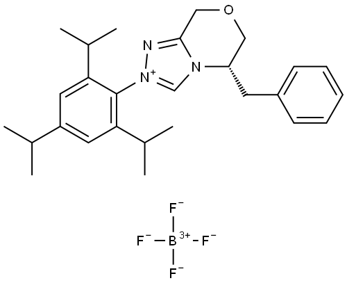 8H-1,2,4-Triazolo[3,4-c][1,4]oxazinium, 5,6-dihydro-5-(phenylmethyl)-2-[2,4,6-tris(1-methylethyl)phenyl]-, (5S)-, tetrafluoroborate(1-) (1:1) (ACI) Structure