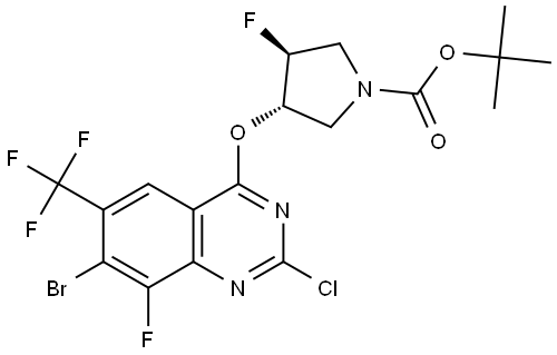 tert-butyl (3S,4S)-3-[7-bromo-2-chloro-8-fluoro-6-(trifluoromethyl)quinazolin-4-yl]oxy-4-fluoropyrrolidine-1-carboxylate Structure