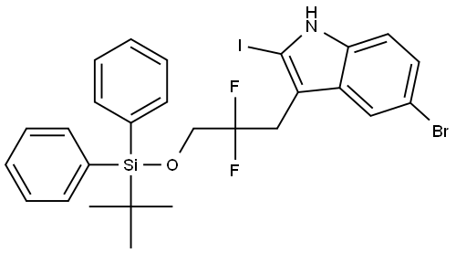 5-Bromo-3-(3-((tert-butyldiphenylsilyl)oxy)-2,2-difluoropropyl)-2-iodo-1H-indole Structure