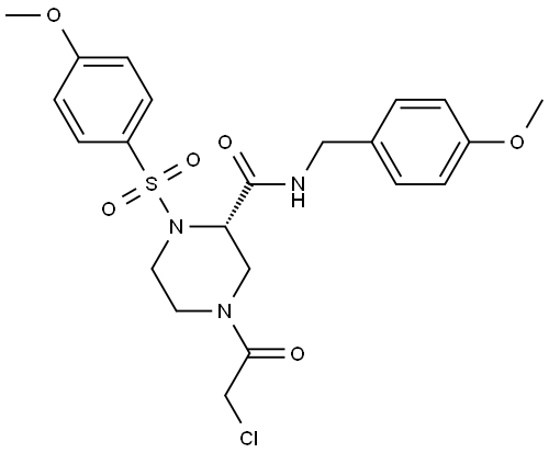 2-Piperazinecarboxamide, 4-(2-chloroacetyl)-N-[(4-methoxyphenyl)methyl]-1-[(4-methoxyphenyl)sulfonyl]-, (2S)- Structure