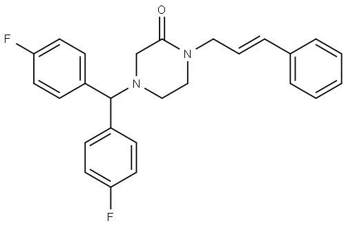 (E)-4-(bis(4-fluorophenyl)methyl)-1-cinnamylpiperazin-2-one Structure