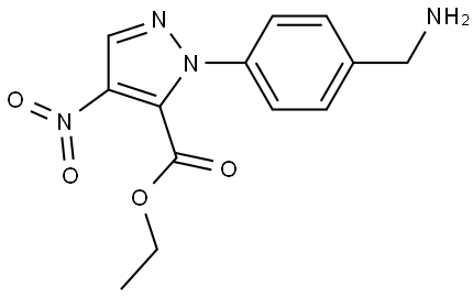 ethyl 1-(4-(aminomethyl)phenyl)-4-nitro-1H-pyrazole-5-carboxylate Structure