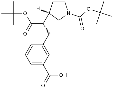 3-Pyrrolidineacetic acid, α-[(3-carboxyphenyl)methyl]-1-[(1,1-dimethylethoxy)carbonyl]-, 3-(1,1-dimethylethyl) ester, (αS,3R)- Structure