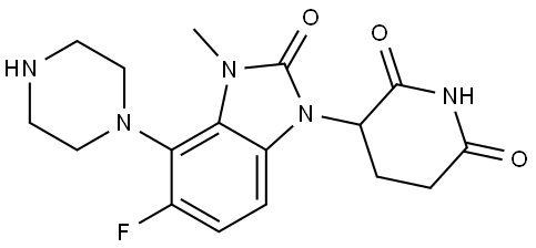 3-(5-Fluoro-3-methyl-2-oxo-4-piperazin-1-yl-benzimidazol-1-yl)piperidine-2,6-dione Structure