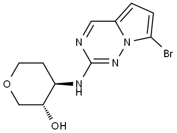 (3S,4R)-4-({7-bromopyrrolo[2,1-f][1,2,4]triazin-2-yl}amino)oxan-3-ol Structure