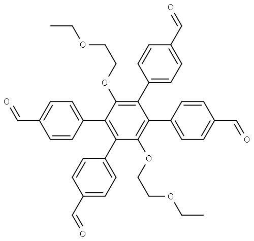 3',6'-bis(2-ethoxyethoxy)-4',5'-bis(4-formylphenyl)-[1,1':2',1''-terphenyl]-4,4''-dicarbaldehyde Structure