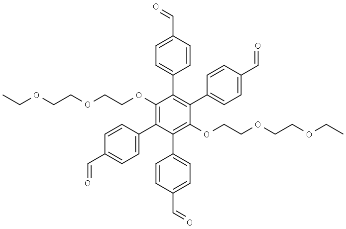 3',6'-bis(2-(2-ethoxyethoxy)ethoxy)-4',5'-bis(4-formylphenyl)-[1,1':2',1''-terphenyl]-4,4''-dicarbaldehyde Structure