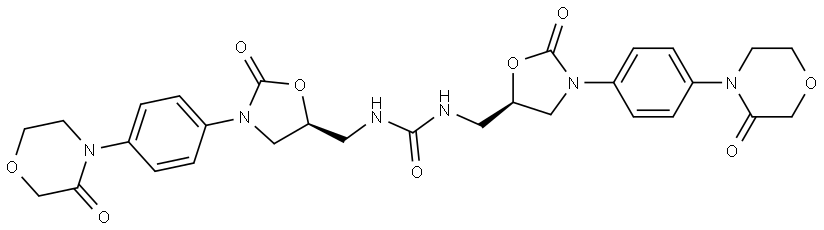 Urea, N-[[(5R)-2-oxo-3-[4-(3-oxo-4-morpholinyl)phenyl]-5-oxazolidinyl]methyl]-, rel- Structure