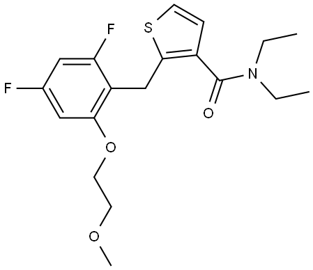 3-Thiophenecarboxamide, 2-[[2,4-difluoro-6-(2-methoxyethoxy)phenyl]methyl]-N,N-diethyl- Structure