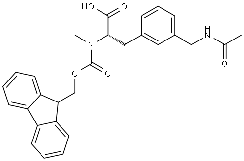 L-Phenylalanine, 3-[(acetylamino)methyl]-N-[(9H-fluoren-9-ylmethoxy)carbonyl]-N-methyl- Structure