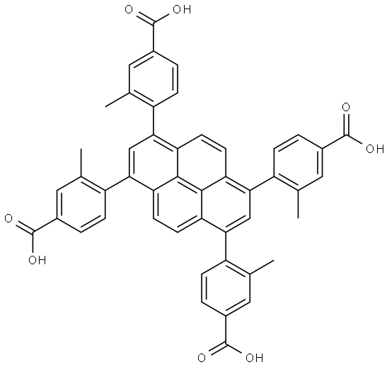 4,4',4'',4'''-(1,9-dihydropyrene-1,3,6,8-tetrayl)tetrakis(3-methylbenzoic acid) Structure