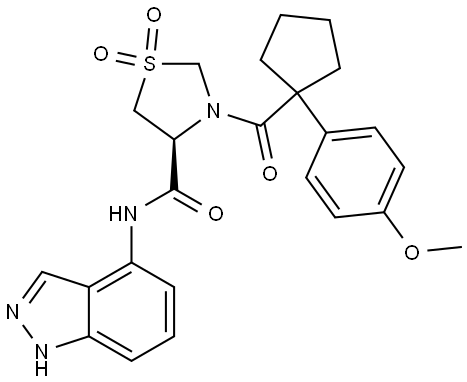 4-Thiazolidinecarboxamide, N-1H-indazol-4-yl-3-[[1-(4-methoxyphenyl)cyclopentyl]carbonyl]-, 1,1-dioxide, (4S)- Structure