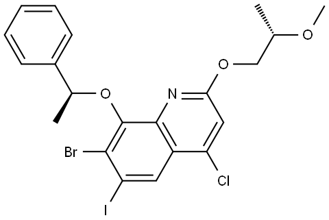 7-bromo-4-chloro-6-iodo-2-[(2S)-2-methoxypropoxy]-8-[(1S)-1-phenylethoxy]quinoline Structure