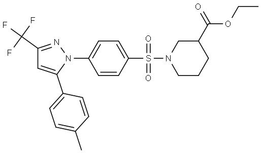 3-Piperidinecarboxylic acid, 1-[[4-[5-(4-methylphenyl)-3-(trifluoromethyl)-1H-py… Structure