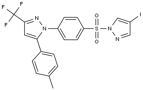 1H-Pyrazole, 1-[4-[(4-iodo-1H-pyrazol-1-yl)sulfonyl]phenyl]-5-(4-methylphenyl)-3… Structure